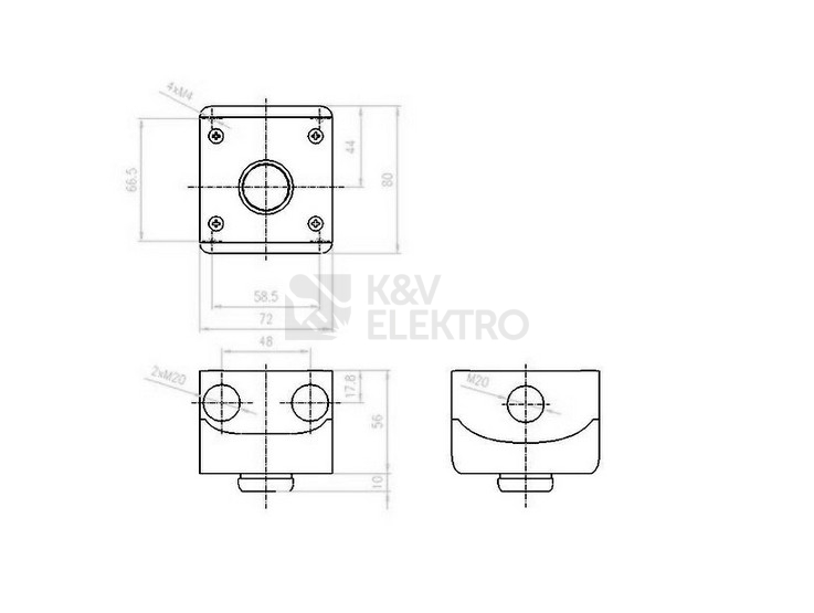 Obrázek produktu Tlačítko ve skříňce Eaton RMQ-Titan M22-D-R-X0/KC11/I 1NO+1NC 1