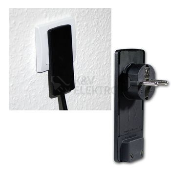 Obrázek produktu Vidlice plochá černá Evoline slim 16A 250V 1