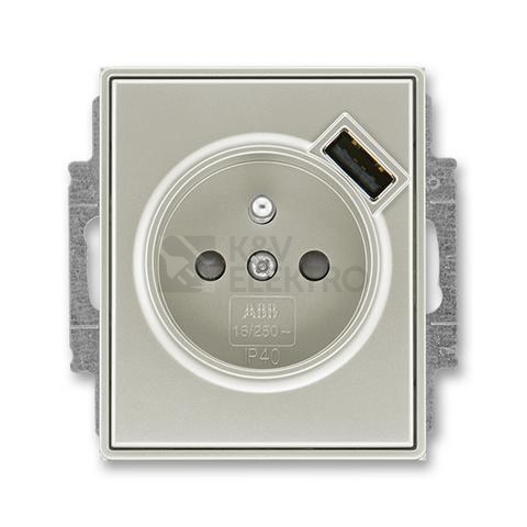 Obrázek produktu ABB Time, Time Arbo zásuvka starostříbrná 5569E-A02357 32 s USB nabíjením 0