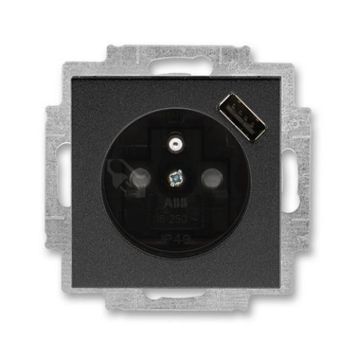 ABB Levit zásuvka onyx/kouřová černá 5569H-A02357 63 s USB nabíjením