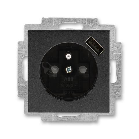 Obrázek produktu ABB Levit zásuvka onyx/kouřová černá 5569H-A02357 63 s USB nabíjením 0