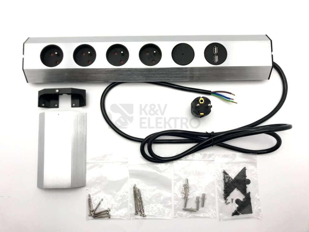 Obrázek produktu  Zásuvkový blok BACHMANN CASIA 923.012 4zásuvky+USB nabíječka s vypínačem 3