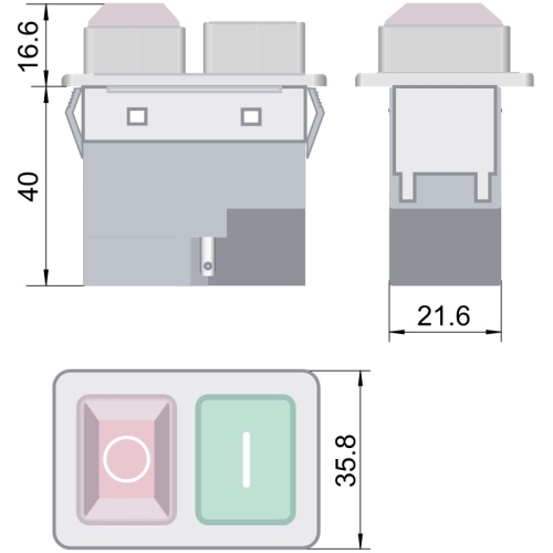 Přístrojový tlačítkový spínač TRACON SSTM-02 230V/12A IP54 žlutá