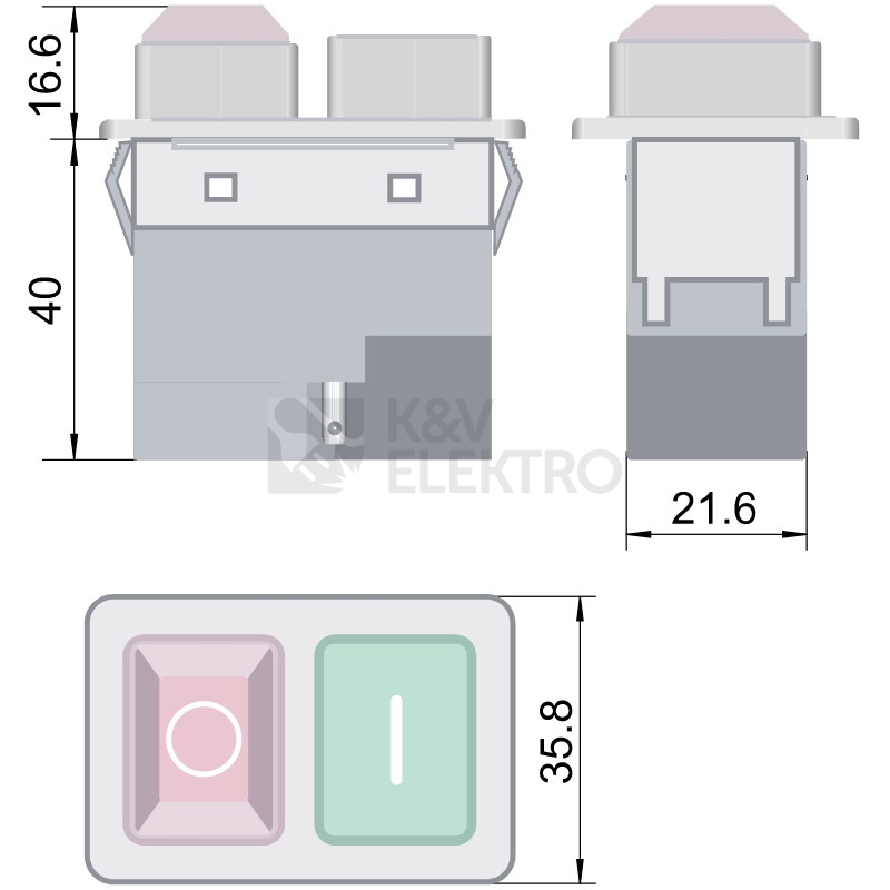 Obrázek produktu  Přístrojový tlačítkový spínač TRACON SSTM-02 230V/12A IP54 žlutá 1