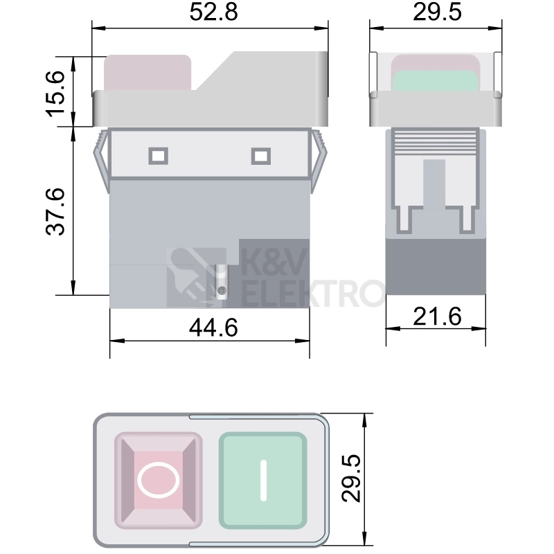 Obrázek produktu Přístrojový tlačítkový spínač TRACON SSTM-03 230V/12A IP54 1