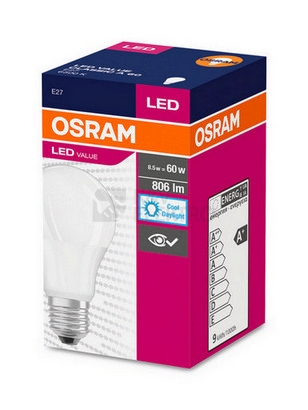 Obrázek produktu LED žárovka E27 OSRAM CLA FR 8,5W (60W) studená bílá (6500K) 1