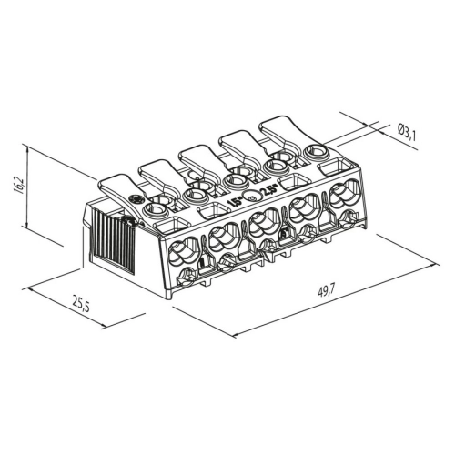 Svorkovnice pro svítidla Electro Terminal SLK 3/5 E-SCHR 3-pólová (3-N-E-1-2) 88167532 1000147 (obrázek 3)