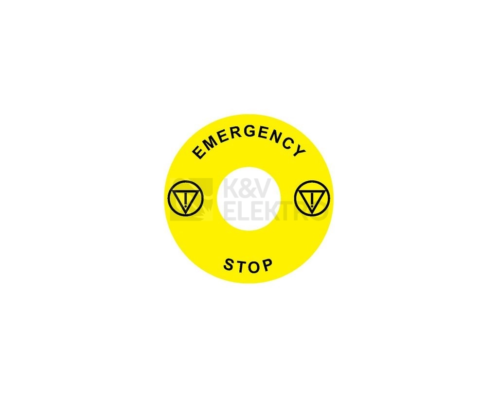 Obrázek produktu Štítek NOARK Ex9P1 H S6EN EMERGENCY STOP žlutý kruhový prům. 60mm 0