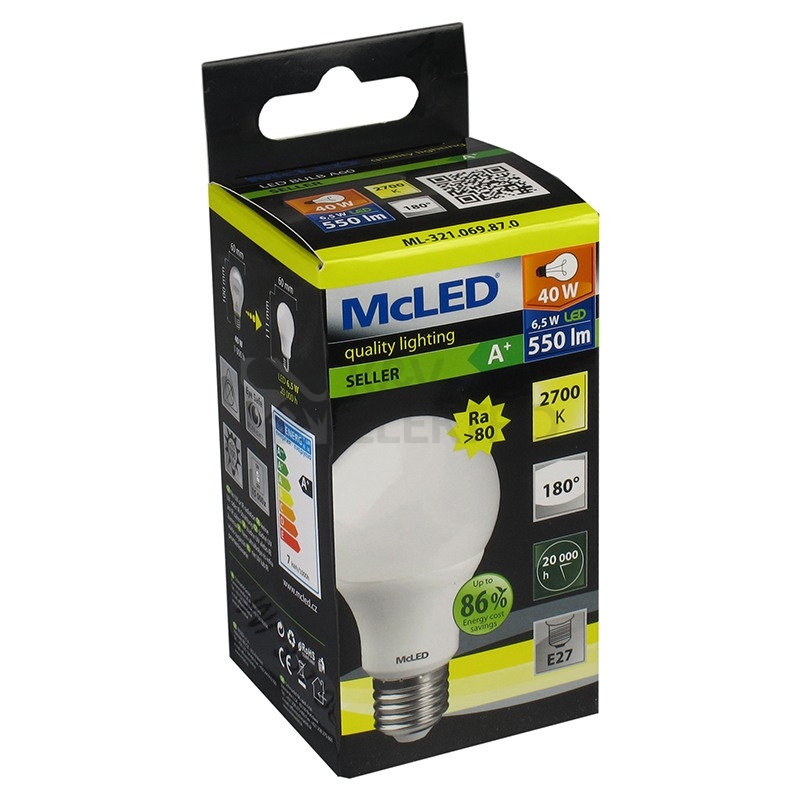 Obrázek produktu LED žárovka E27 McLED 6,5W (40W) teplá bílá (2700K) ML-321.069.87.0 3