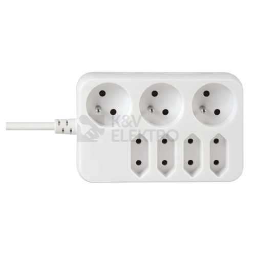 Prodlužovací kabel EMOS NFS-032 P07131 bílý 3 zásuvky + 4 zásuvky 3m