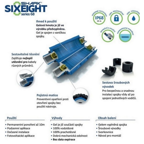 Kabelová spojka gelová se šroubovým spojovačem 1×25-50mm2 SHARK 6801A 1005451