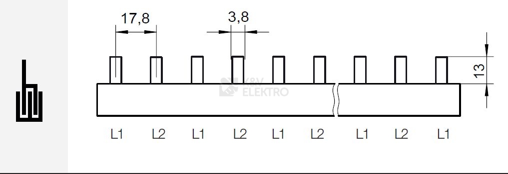 Obrázek produktu Propojovací lišta Eleman S-2L-1000/10 1000193 1