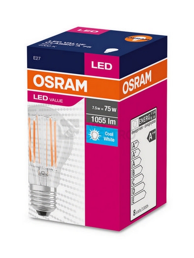 Obrázek produktu  LED žárovka OSRAM VALUE CLASSIC A E27 7,5W 4000K 1