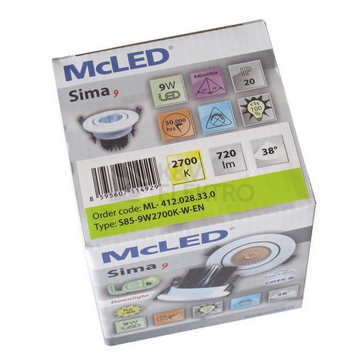 Obrázek produktu Podhledové LED svítidlo Sima 9 9W 2700K ML-412.028.33.0 1