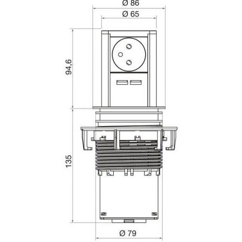 Výsuvný sloupek BACHMANN 928.020 Elevator 1 zásuvka 230V + nabíječka USB (obrázek 5)