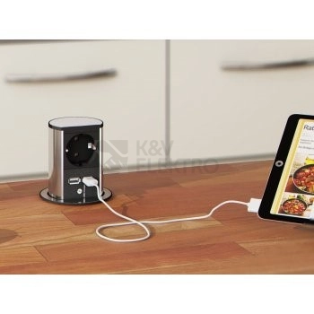Obrázek produktu Výsuvný sloupek BACHMANN 928.020 Elevator 1 zásuvka 230V + nabíječka USB 2