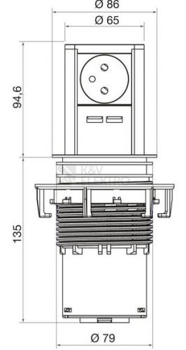 Obrázek produktu  Výsuvný sloupek BACHMANN 928.020 Elevator 1 zásuvka 230V + nabíječka USB 4