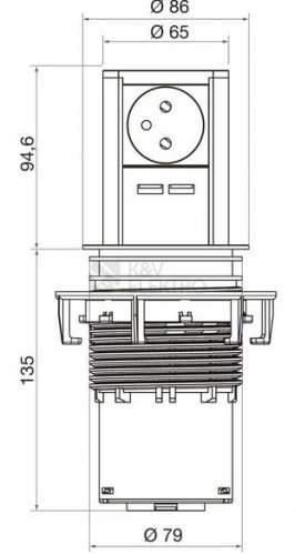 Obrázek produktu Výsuvný sloupek BACHMANN 928.020 Elevator 1 zásuvka 230V + nabíječka USB 4