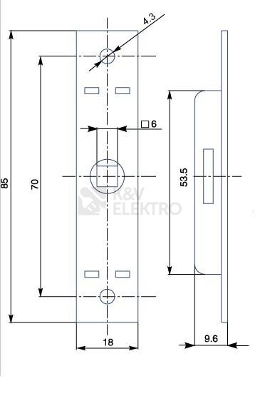 Obrázek produktu Zámek čtyřhran vnitřní 6x6mm HOBES BOMORO A65 1