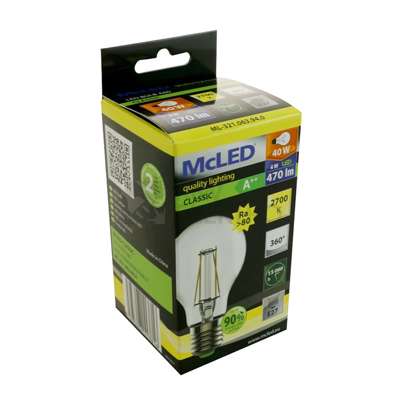 Obrázek produktu LED žárovka E27 McLED 4W (40W) teplá bílá (2700K) ML-321.063.94.0 3