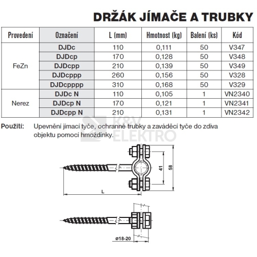 Držák jímače a trubky TREMIS DJDcpppp V329
