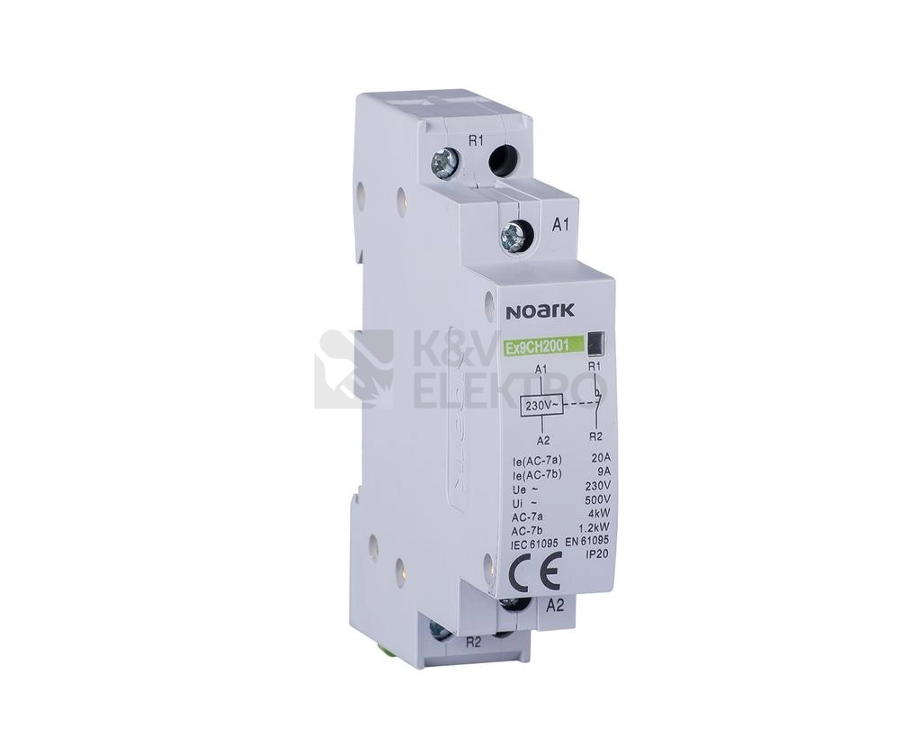 Obrázek produktu Instalační stykač NOARK Ex9CH20 10 220/230V 20A 1NO 107011 0