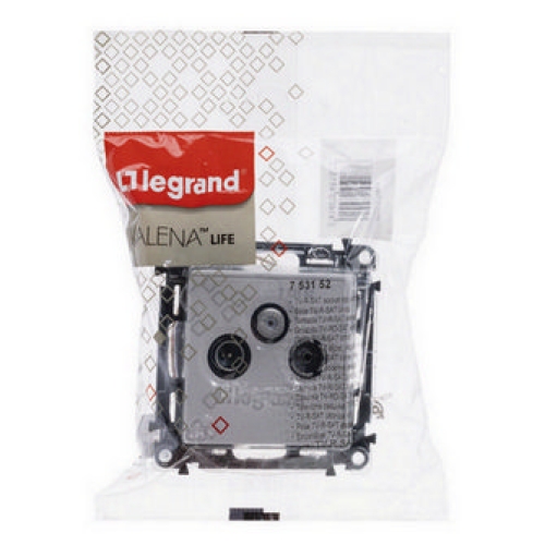 Legrand Valena LIFE televizní zásuvka TV-RD-SAT koncová útlum 1,5dB HVĚZDA bílá 753152