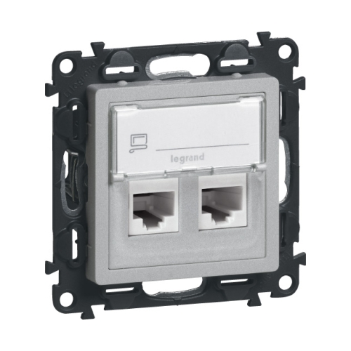 Legrand Valena LIFE datová zásuvka 2xRJ45 kategorie 6 UTP hliník 75C6UH2