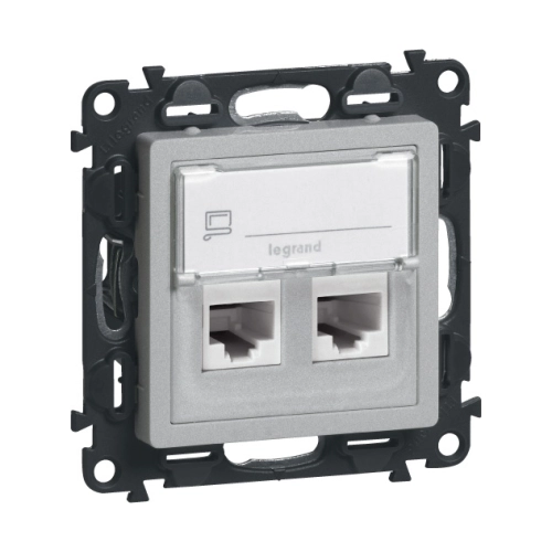 Legrand Valena LIFE datová zásuvka 2xRJ45 kategorie 6 UTP hliník 75C6UH2