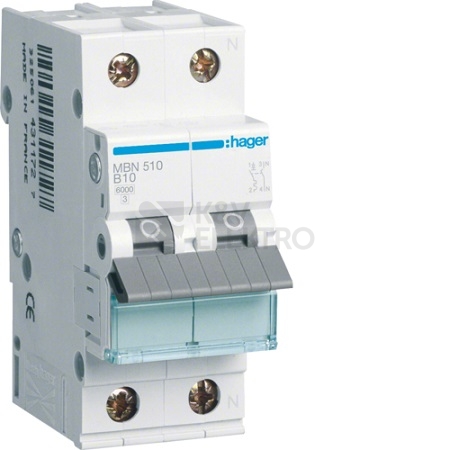 Obrázek produktu Jistič Hager MBN510 10/1+N/B 6kA 10A 0