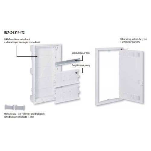 Multimediální rozvodnice pod omítku OEZ RZA-Z-3S14-IT2 14M bílé plechové dveře s perforací