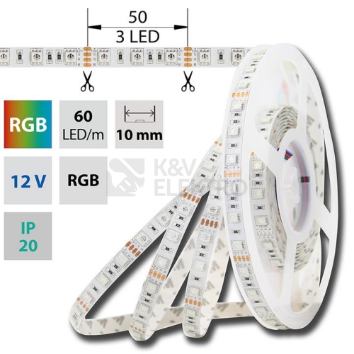 LED pásek McLED 12V RGB š=10mm IP20 14,4W/m 60LED/m SMD5050 ML-123.601.60.2