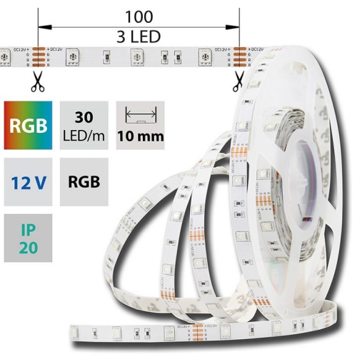 Levně LED pásek McLED 12V RGB š=10mm IP20 7,2W/m 30LED/m SMD5050 ML-123.580.60.2