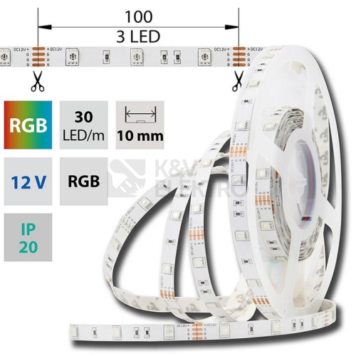 LED pásek McLED 12V RGB š=10mm IP20 7,2W/m 30LED/m SMD5050 ML-123.580.60.2
