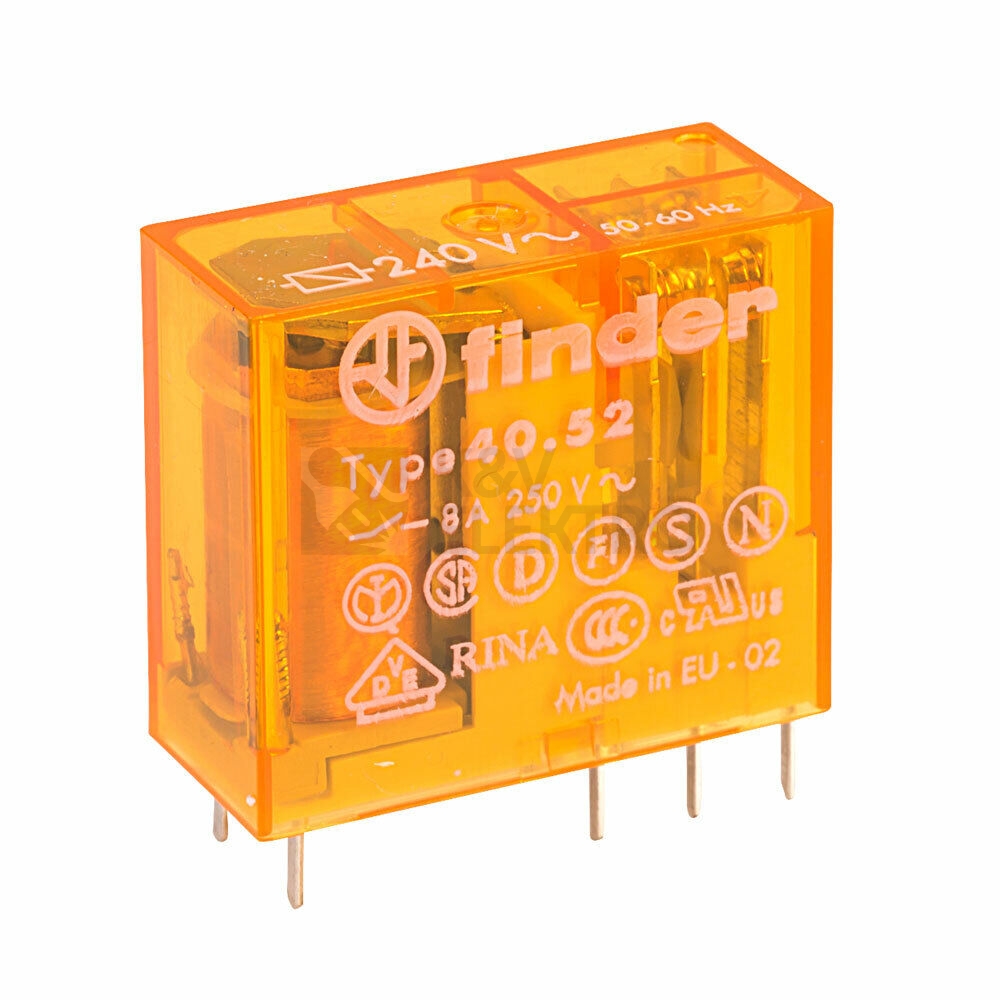 Obrázek produktu Spínací relé paticové Finder 2P (dvouřadé) 8A 240VAC 40.52.8.240.0000 0