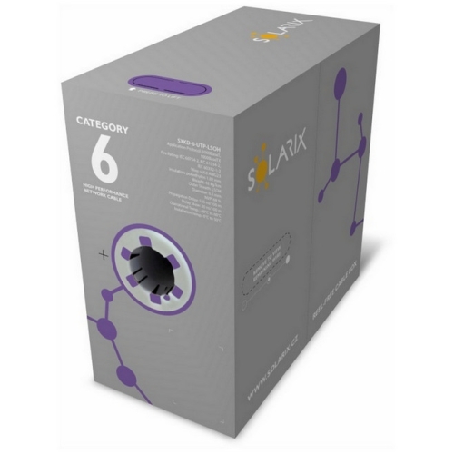 UTP kabel Solarix SXKD-6-UTP-LSOH fialový (305m box)
