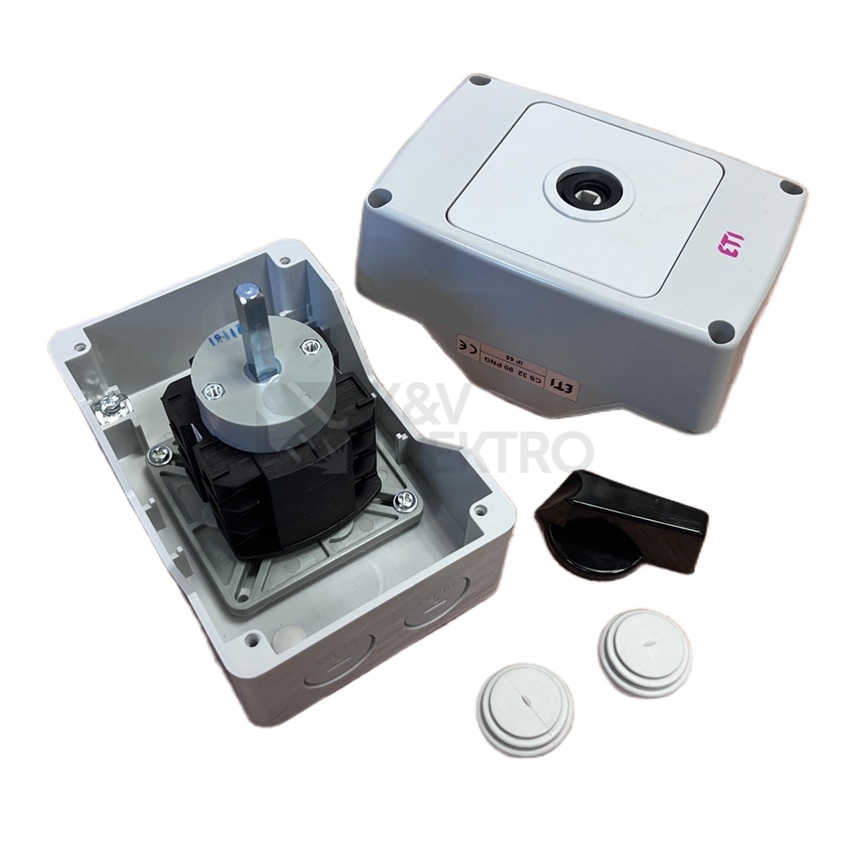 Obrázek produktu Vačkový spínač ETI CS 32 10 PNG 32A/3P černá páčka 0/1 004773166 3