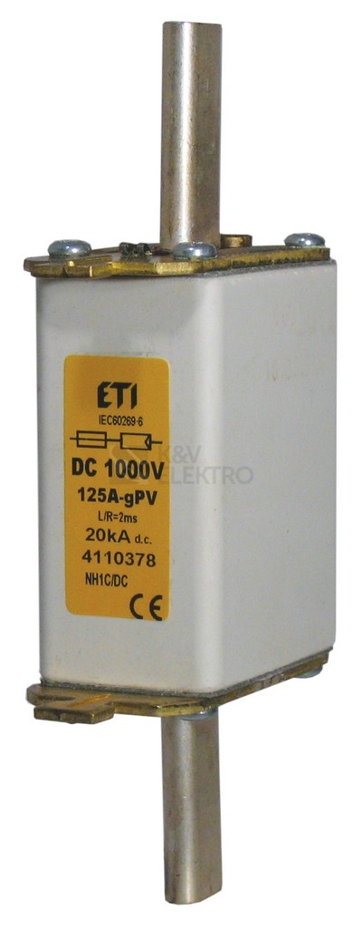 Obrázek produktu Nožová pojistka ETI NH0 gPV 100A 1000VDC pro fotovoltaické systémy 004110387 0