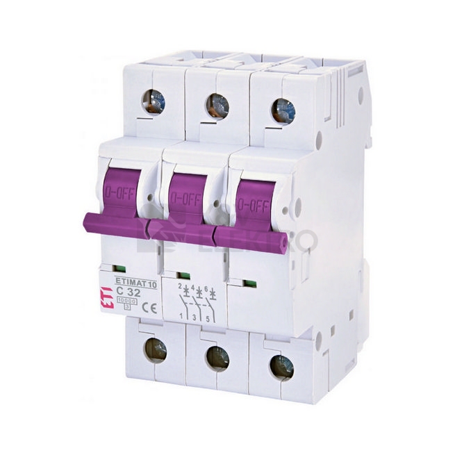 Obrázek produktu Jistič ETI ETIMAT Colour 3p C 32A 10kA 002101319 0