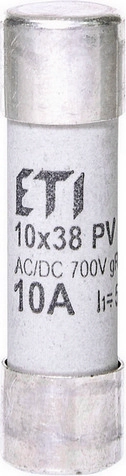 Pojistka válcová ETI CH10x38 gR 10A 700V AC/DC pro jištění polovodičů 002625021