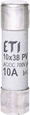 Obrázek produktu Pojistka válcová ETI CH10x38 gR 10A 700V AC/DC pro jištění polovodičů 002625021 0