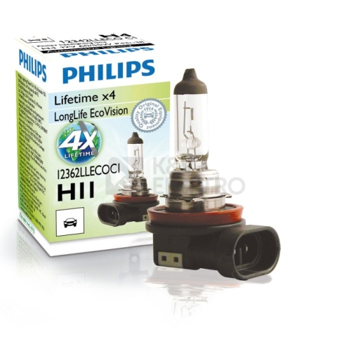 Autožárovka Philips LongLife EcoVision H11 12362LLECOC1 55W 12V PGJ19-2 s homologací