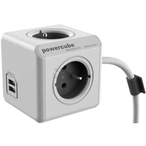 POWERCUBE EXTENDED USB 4 zásuvky, přívod 3m šedá