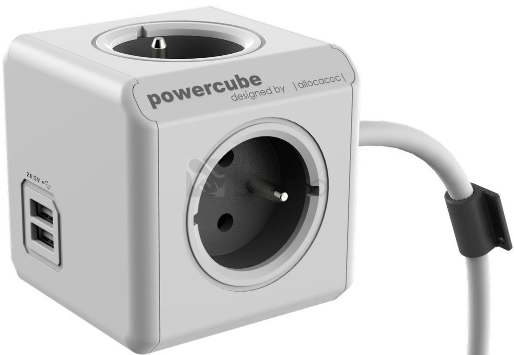 Obrázek produktu POWERCUBE EXTENDED USB 4 zásuvky, přívod 3m šedá 0