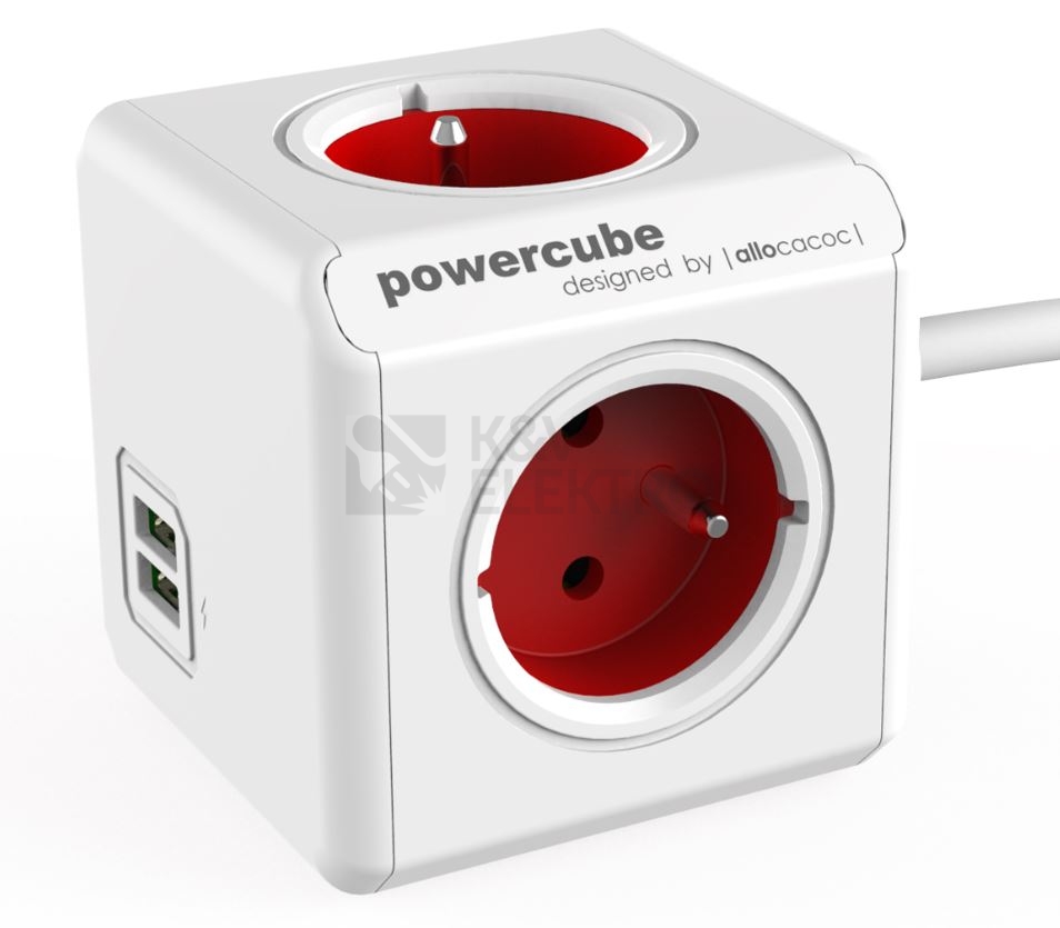 Obrázek produktu POWERCUBE EXTENDED USB 4X230V + USB + 1,5m prodlužovací kabel červená 0