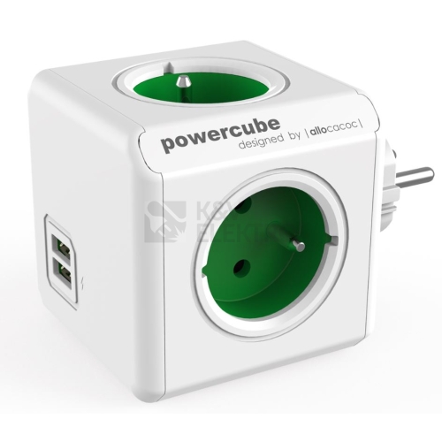 POWERCUBE ORIGINAL USB 4X230V + USB zelená