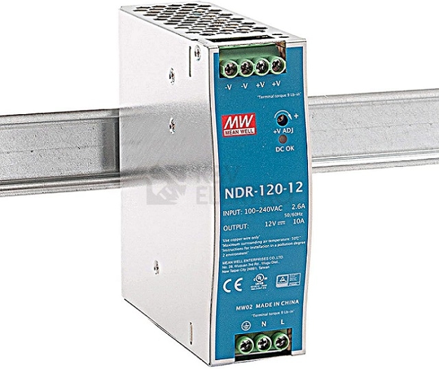 Obrázek produktu Spínaný napájecí zdroj MEAN WELL NDR-120-12 120W 12VDC 0