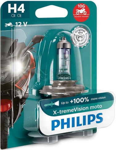 Obrázek produktu Autožárovka Philips X-Treme Vision Moto H4 12342XVBW 60/55W 12V P43t-38 (pro motocykly) s homologací 0