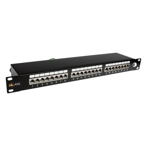 Patch panel Solarix SX24-6-STP-BK 24x RJ45 CAT6 STP 1U osazený černý (obrázek 3)