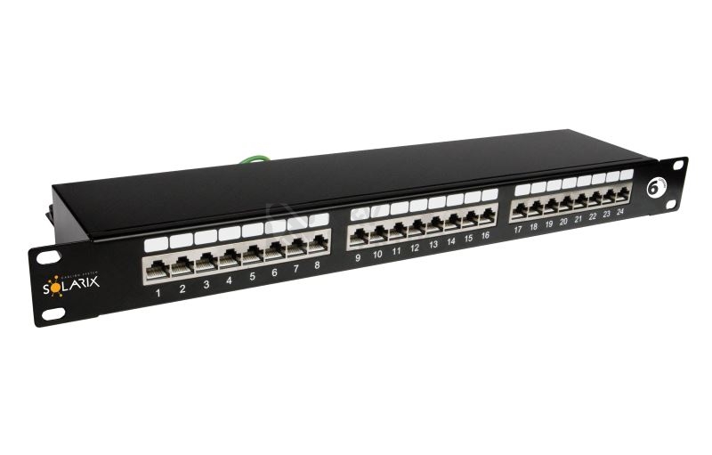 Obrázek produktu Patch panel Solarix SX24-6-STP-BK 24x RJ45 CAT6 STP 1U osazený černý 0